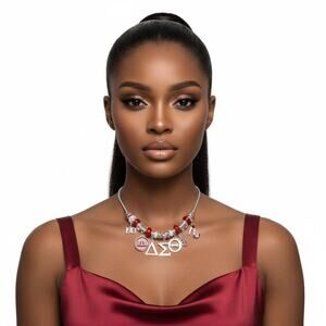Delta Sigma Theta Snake Chain Luxe Bead and Charm Necklace